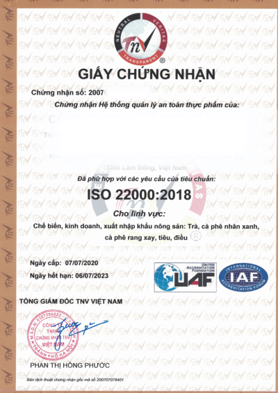 Chứng nhận ISO 2200:2018